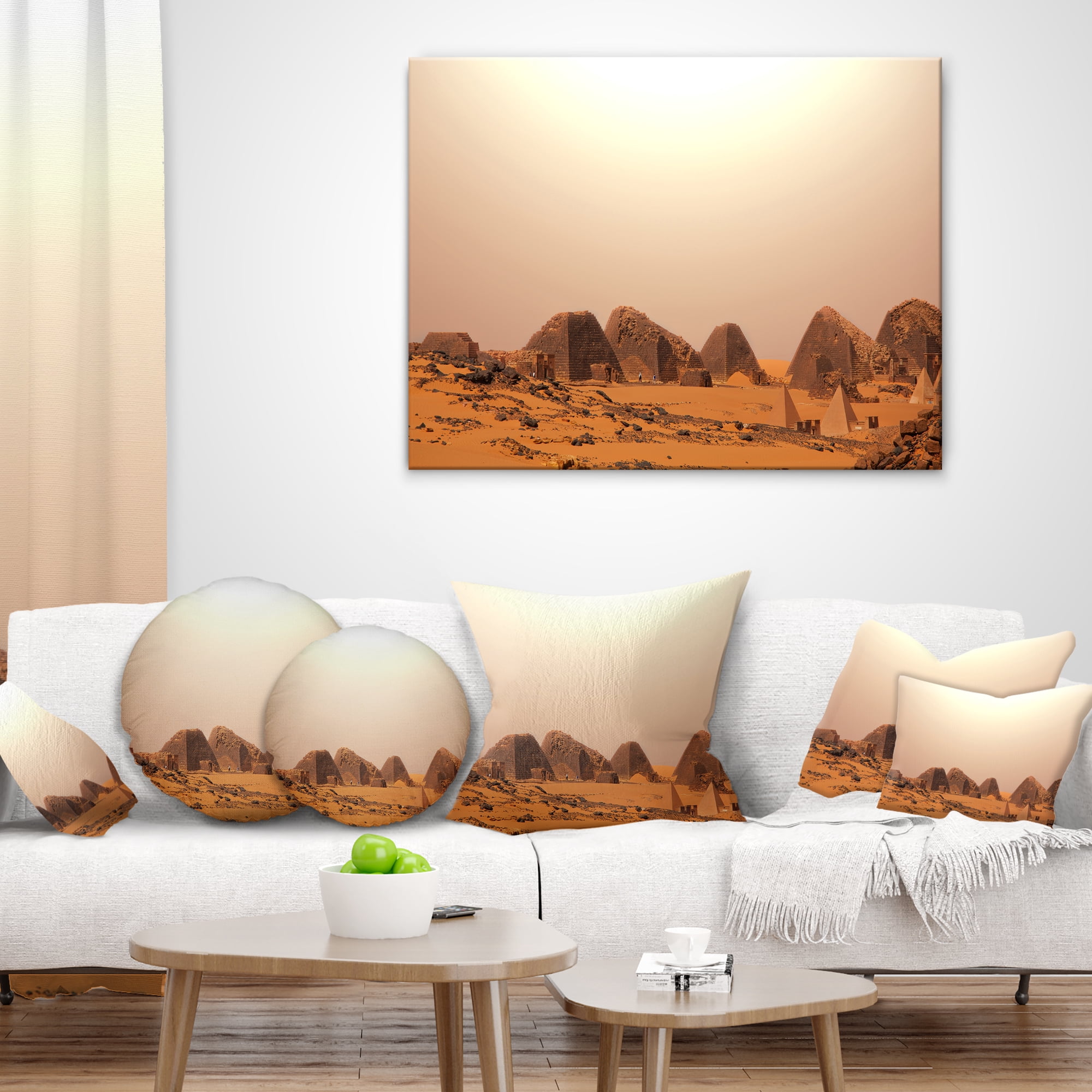 Designart Beautiful Meroe Pyramids in Sudan - Landscape Printed Throw Pillow - 16x16