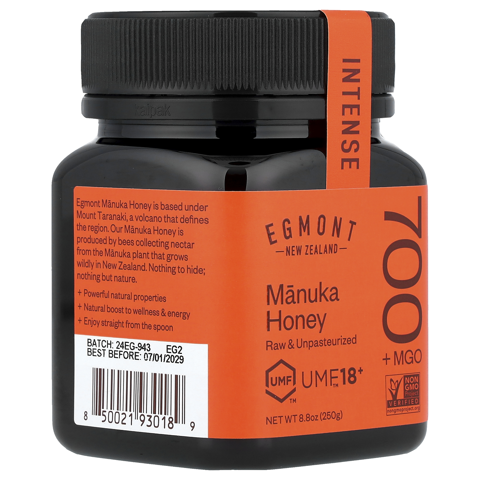 Egmont Honey Manuka Honey, Raw & Unpasteurized, UMF™ 18+,  MGO 700+, 8.8 oz (250 g)