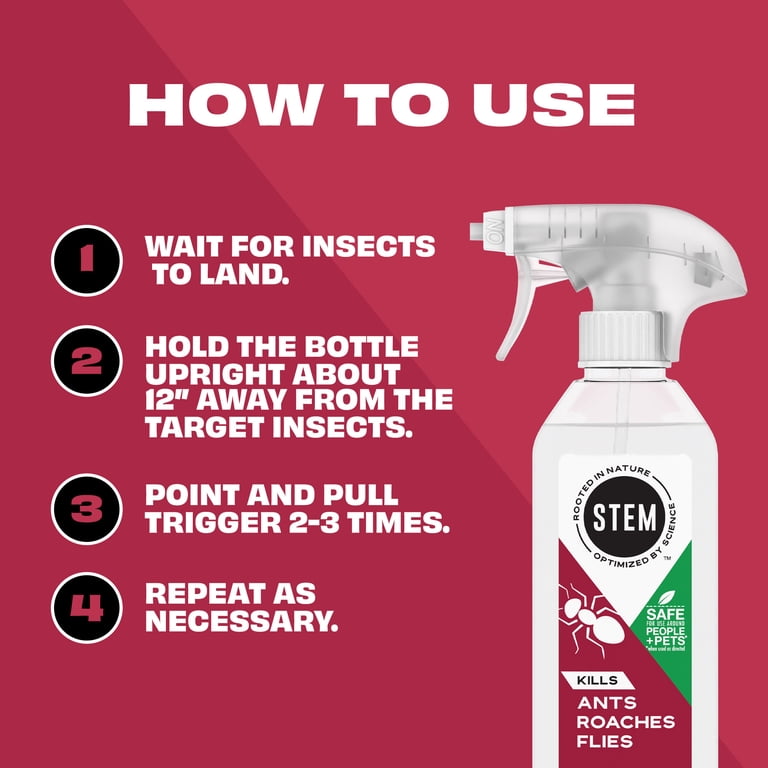 STEM Kills Indoor and Outdoor Ants Roaches and Flies Killer Bug Spray, 12  fl oz