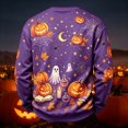 thumbnail image 2 of Pumpkin Ghost Moon Graphic Casual Sweatshirt for Men Crew Neck Long Sleeve Halloween Holiday Daily Pullover, 2 of 2