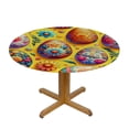 thumbnail image 3 of PIKWEEK  Fitted Round Tablecloth with Elastic Edge Wipe Clean Colorful Easter Eggs Table Cloth for Outdoor/Indoor Use, 3 of 7