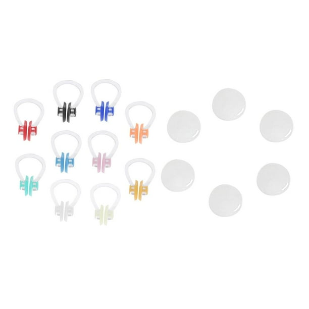 10 piezas de clips de silicona para prueba de agua para multicolor + 6 piezas de tapones para los oídos para natación profesion a p DYNWAVEMX Clip de nariz de natación de silicona