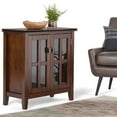 thumbnail image 2 of SIMPLIHOME Artisan Armoire de Rangement Basse Contemporaine en Bois Massif de 30 Pouces de Large, Brun Roux, avec 2 Portes en Verre Trempé, 2 Tablettes Ajustables, 2 of 2