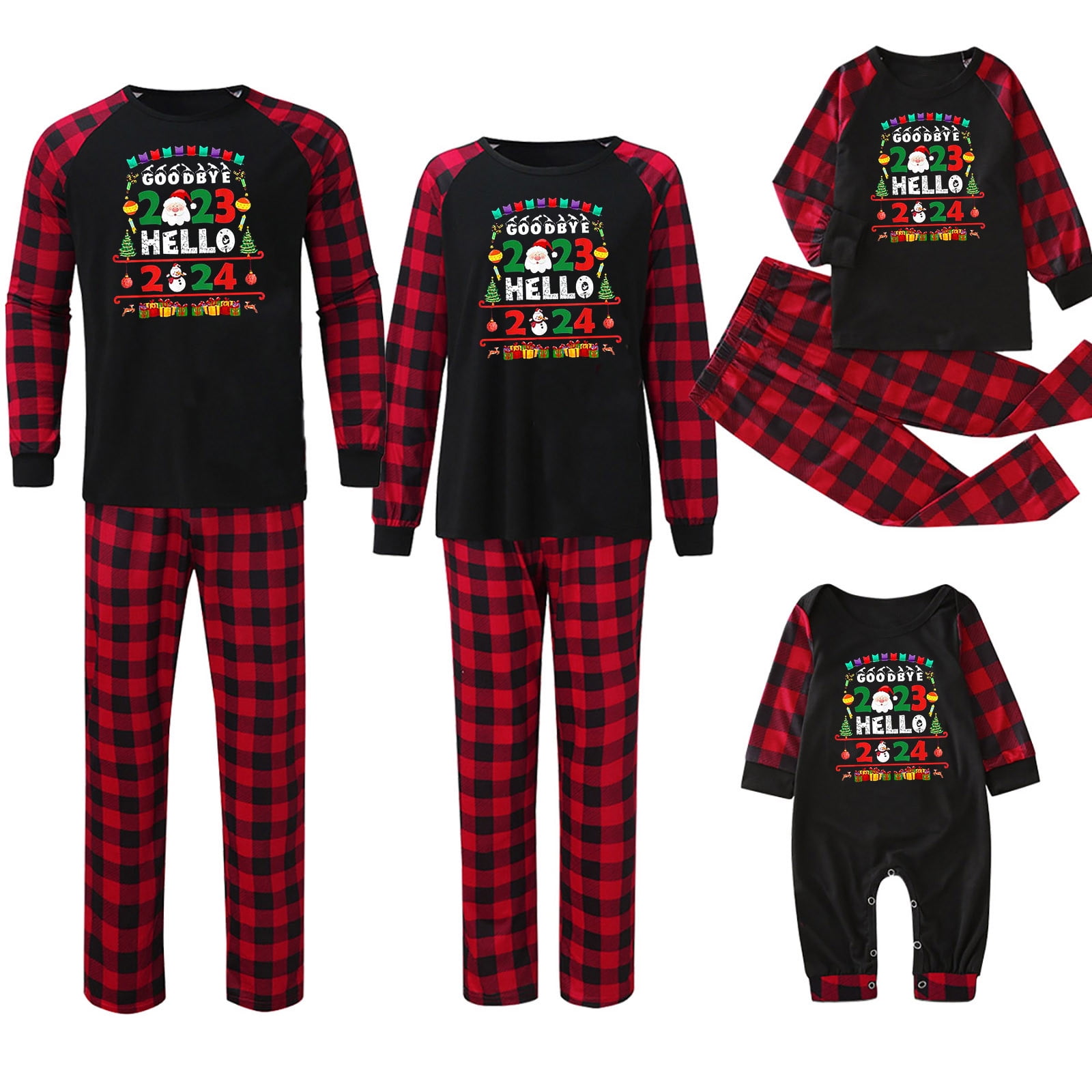 BONIXOOM Pajamas For Women Couples Christmas Pajamas Sleepwear None Long Sleeve Sleepwear Sets Printed Red L