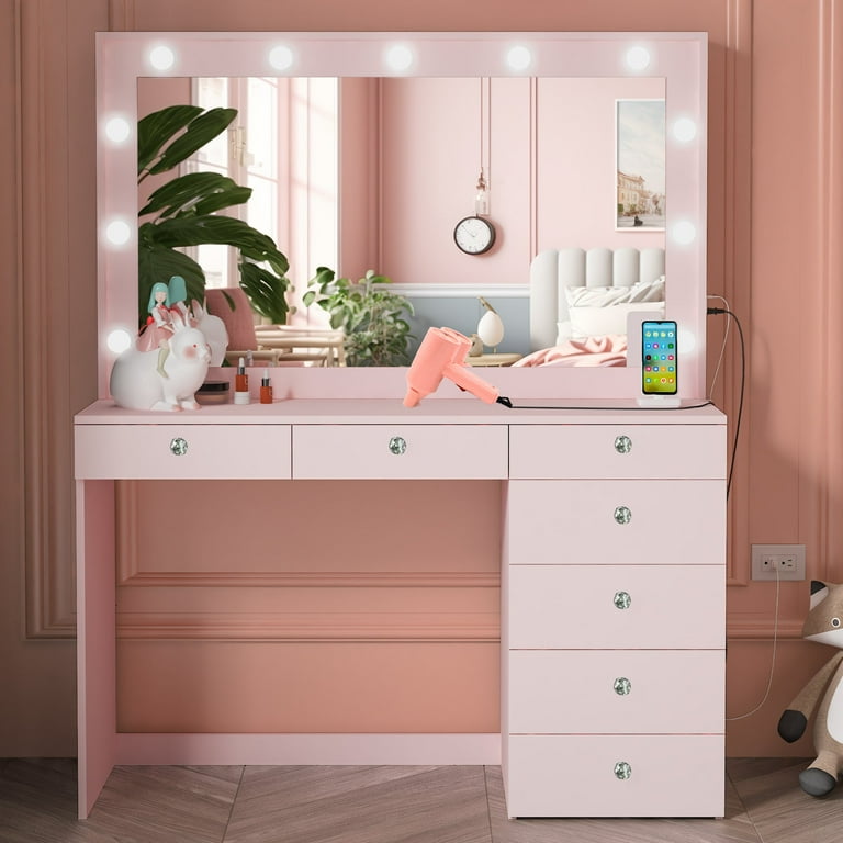 Pink makeup desk discount