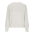 thumbnail image 4 of Chandail Col Rond Automne pour Femmes Mignon Manches Longues Bouffantes Tricot Épais avec Pompon, 4 of 6