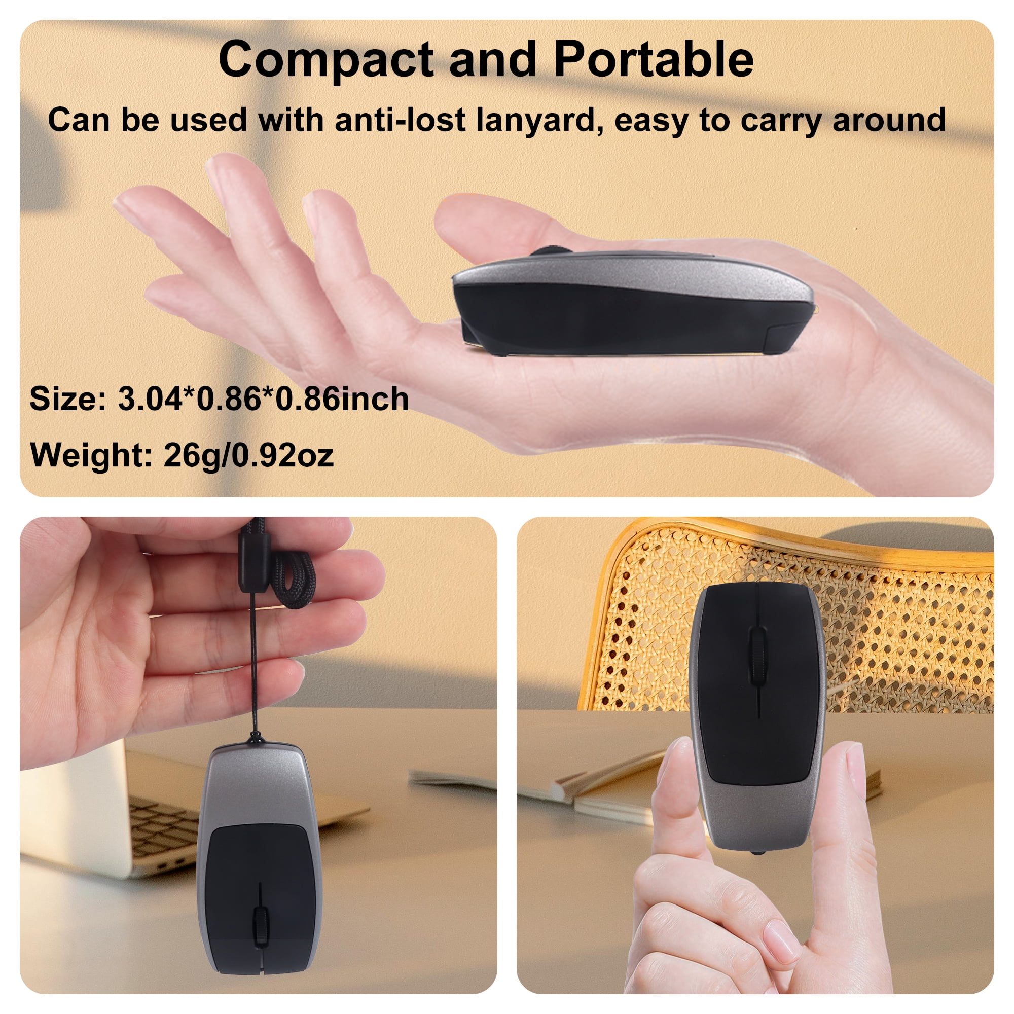 Dpisuuk Bluetooth Mouse Rechargeable Portable Mini Computer Mice with TF Card Reader Optical Lightweight Silent Wireless Mouse for Laptop Tablet Cell Phone Windows Mac OS Android iOS, Grey
