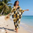 thumbnail image 5 of Xixirimido Retro Sunflower Patchwork Print Kaftan Dress for Women, Plus Size Hawaiian Batwing Sleeve Beach Cover Up V-Neck Summer Swimsuit Dresses, 5 of 7