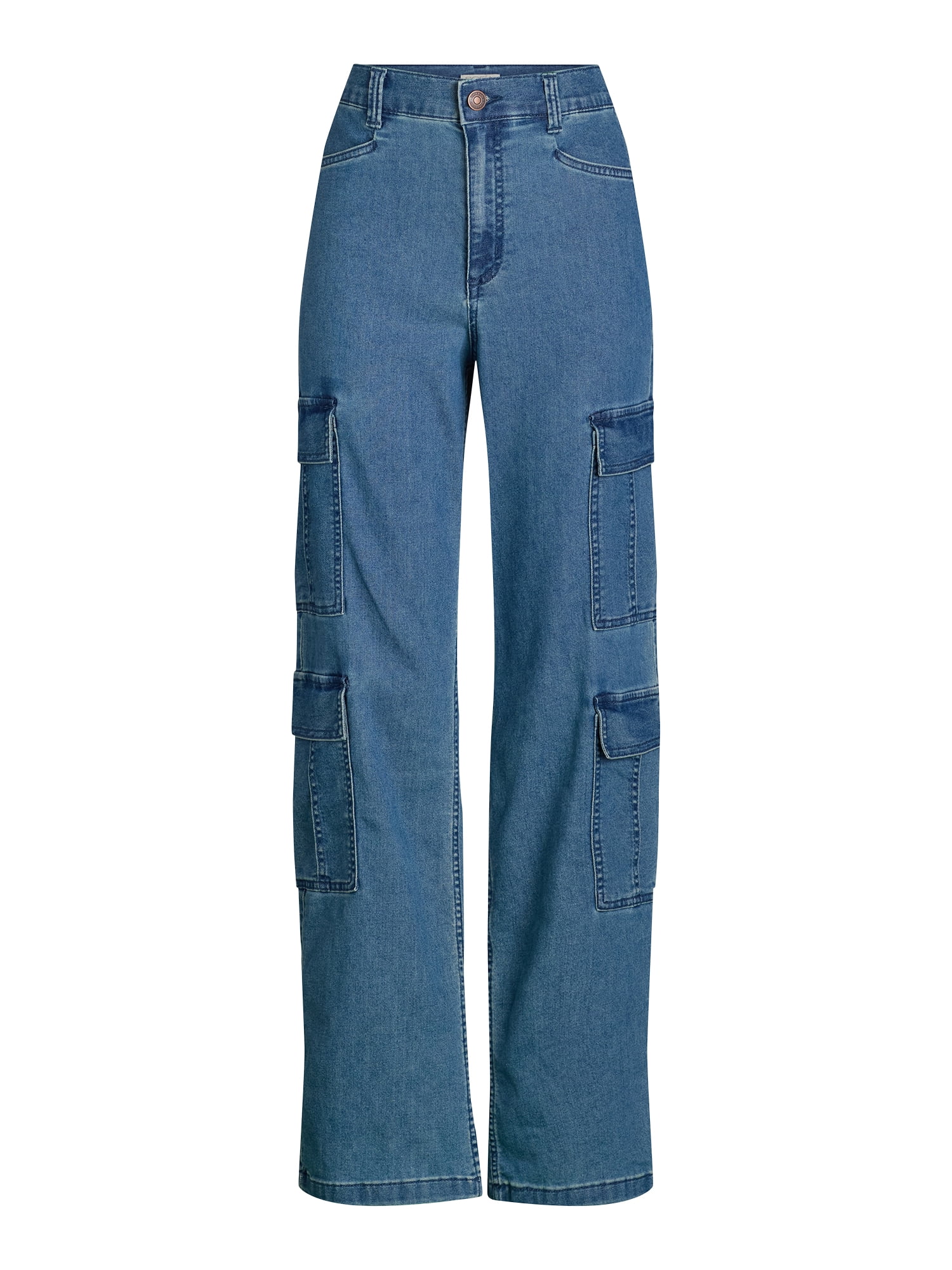 Sofia Jeans Women's Relaxed Straight Super High Rise Cargo Pants, 32.5" Inseam, Sizes 0-20