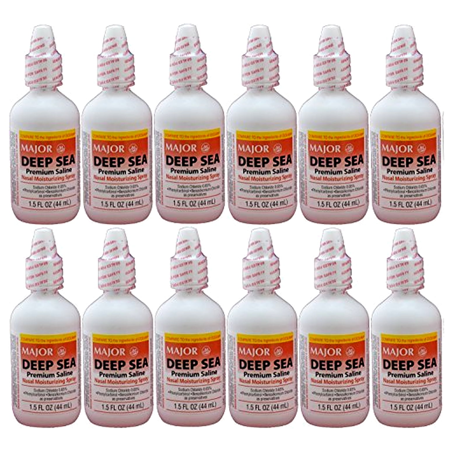Deep Sea Saline Nasal Spray Generic for Ocean Nasal Moisturizing Spray 1.5 oz per Bottle Pack of 12 Bottles by Major Pharmaceuticals