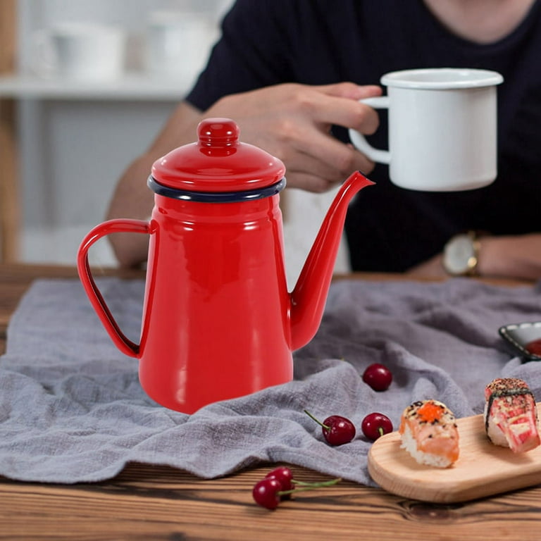1.1L Enamel Pot Hand Tea Kettle Induction Cooker Gas Stove Red