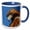 Blue/White, variant on 3drose, Usa, California. Red Shouldered Hawk Portrait., 15oz Mug