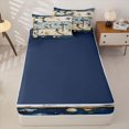 thumbnail image 4 of Castle Fairy Distressed Nautical Wood Plank Zipper Full Size Comforter Sets with Fitted Sheet and 2 Pillowcases,Anchor Life Ring Seashell Layout Zipper Bedding Set,Navy White,Reversible,4pcs, 4 of 6