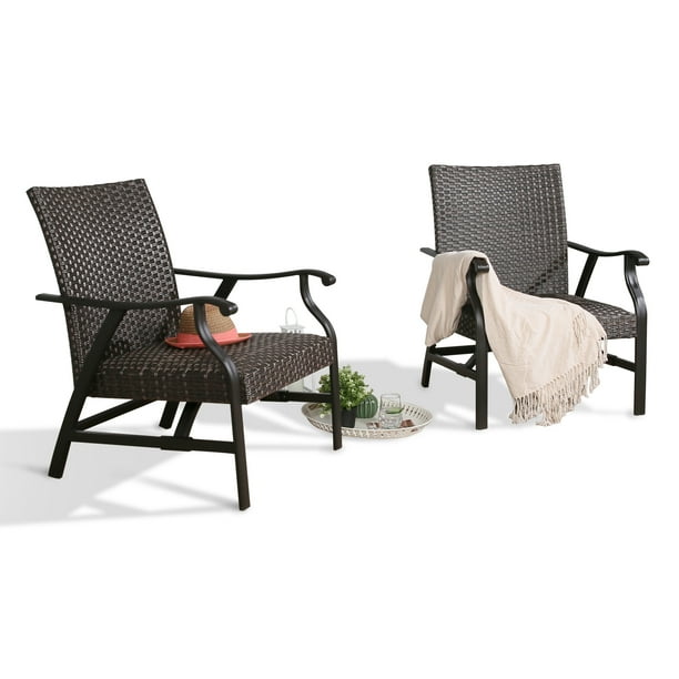 Ulax Furniture Outdoor Wicker Chairs Patio Padded Rocking Motion Conversation Chair For Poolside Garden Porch Set Of 2 Com Ulax Furniture Outdoor Wicker Chairs, Ulax Outdoor Furniture