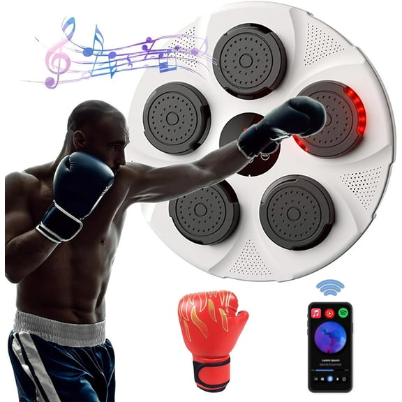 Annuodi Smart Music Boxing Machine, Electronic Boxing Trainer for Speed and Agility Training, Multi-Mode Training for Varied Workouts, Bluetooth Boxing Target with Boxing Gloves