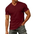 thumbnail image 3 of Mens T-shirts Short Sleeve V Neck Pocket Tee Solid Color Slim Fit Casual Summer Top XXXXXXL, 3 of 10