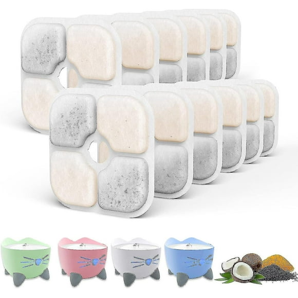 12 Packs Of Cat Water Fountain Filters, Compatible With The Catit Pixi Pet Fountain. Keep Your Cat Healthy And Hydrated.