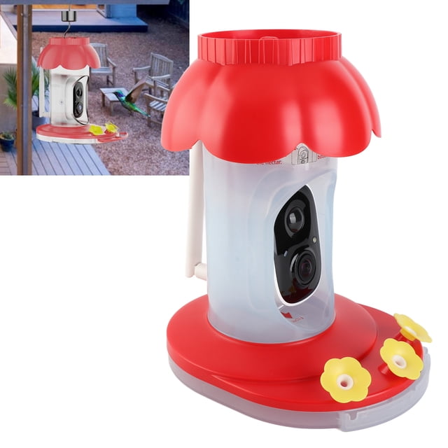 Bird Camera, Smart Bird Feeder IP65 Waterproof RGB 3 Colors Indicator AI Auto Catch for Yard for Trees