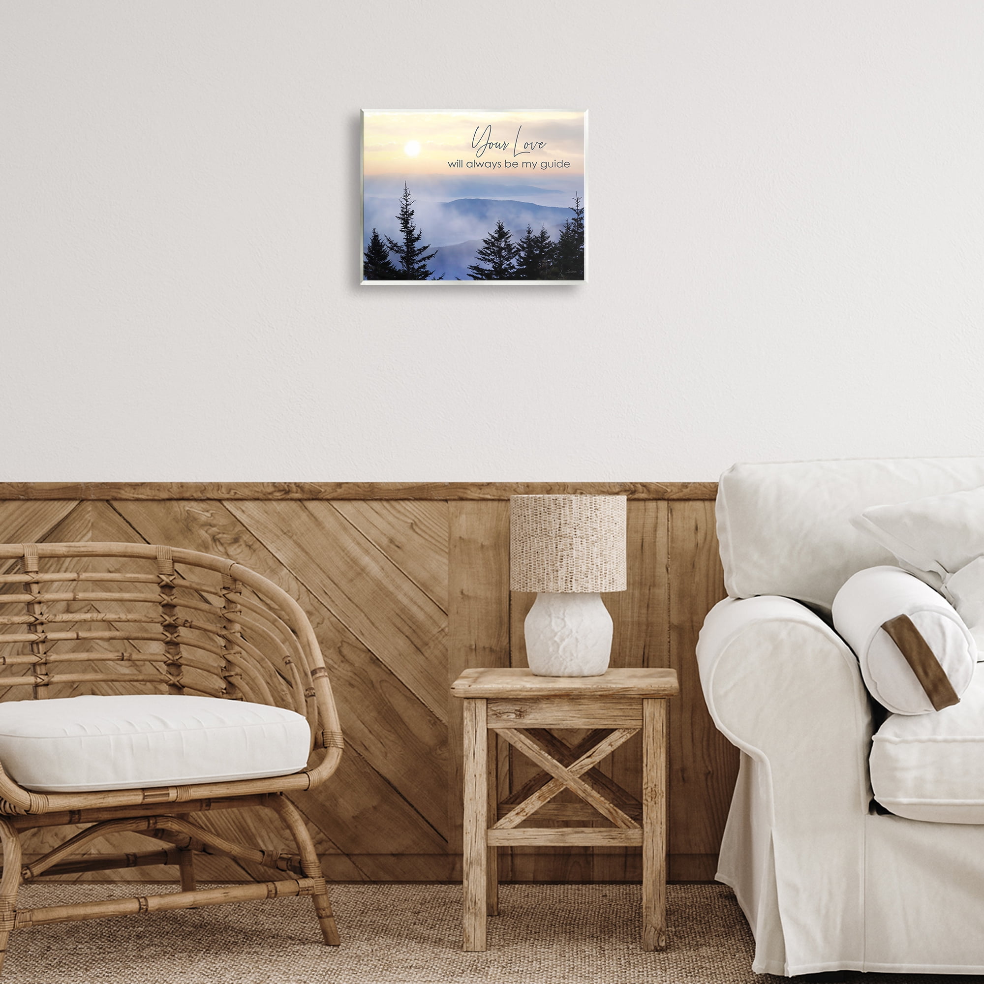 Stupell Industries Love Will Be My Guide Landscape Painting Unframed Art Print Wall Art, 14 x 11