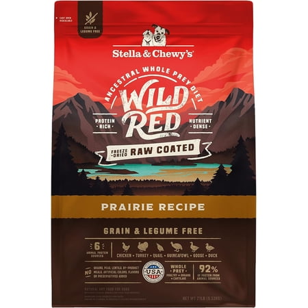 Stella & Chewy's Wild Red Raw Coated Kibble for Dogs - Grain & Legume Free Prairie Recipe - 21 Pound Bag