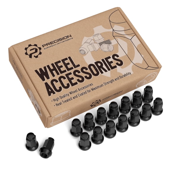 16pcs Bulge ATV Lug Nuts - 3/8x24 Thread Size - 1.4 inch Length - Closed End - Cone Acorn Taper Seat - 14mm Hex Head - Compatible with many Polaris Sportsman RZR Ranger Kawasaki - Black