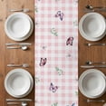 thumbnail image 4 of Table Runner 70 Inches Long for Kitchen Dining, Tulips Spring Floral Dresser Scarf Farmhouse, Dining Table Decorations for Wedding/Parties, Pink Plaid Flowers Butterfly Pastoral 13 x 70 In, 4 of 8