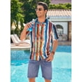 thumbnail image 6 of sogami Mens Short Sleeve Hawaiian Shirts Stripe Pattern Summer Cotton Shirt, 6 of 6