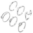 thumbnail image 1 of Juego de 6 anillos abiertos para mujer, ajustables para la articulación del dedo pulgar, anillo para el dedo del pie, joyería de playa para mujeres y niñas., 1 of 1