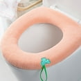 thumbnail image 4 of Thicker Soft Fabric Toilet Seat Cover Pad Cushion with Hanging Loop, Stretchable Washable Warmer Cushioned Covers Pad Reusable for All Oval Toilet Seats, 4 of 8