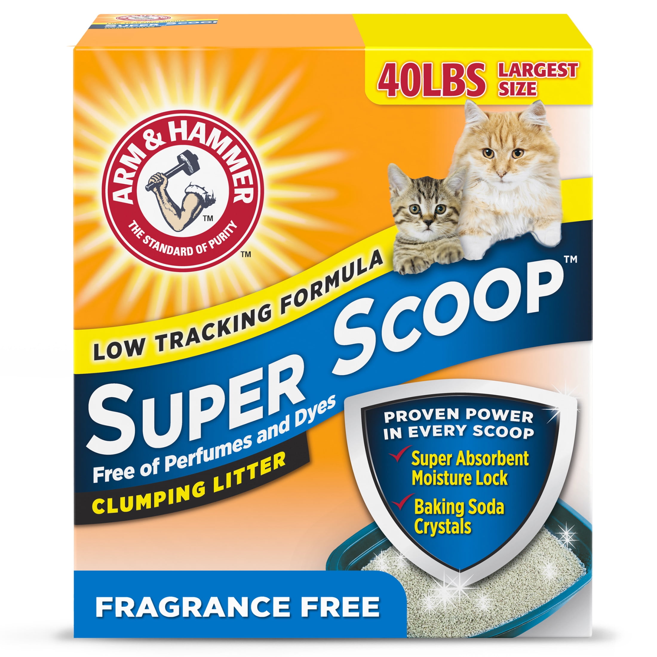 Arm & Hammer Super Scoop Clumping Cat Litter, Fragrance Free - 40 lb box