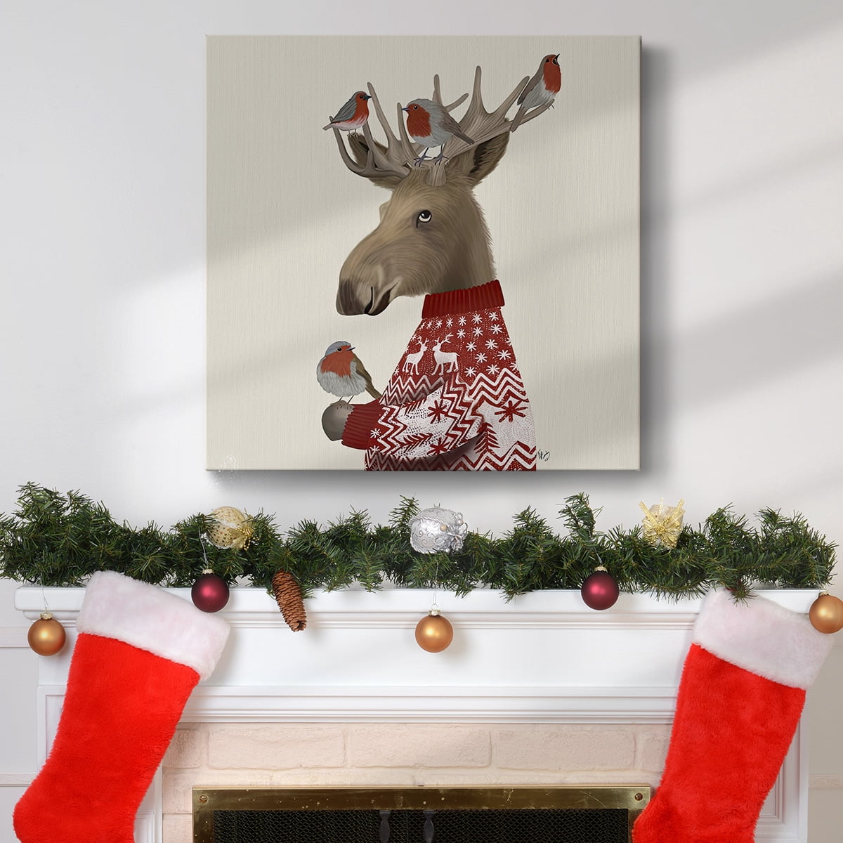 Moose and Robins- Gallery Wrapped Canvas