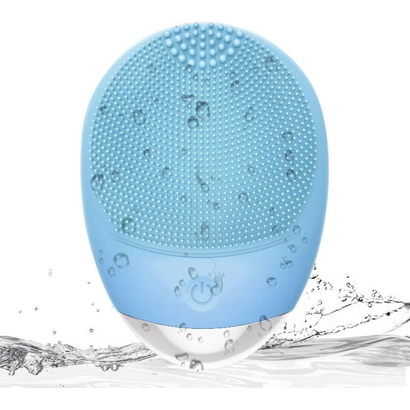 Facial Cleansing Brush, 3-in-1 Electric Soft Silicone Waterproof Face Scrubber, Usb Rechargeable Ipx7 Waterproof Sonic Vibrating Face Brush For Deep Cleansing, Gentle Exfoliating And Massaging - Blue