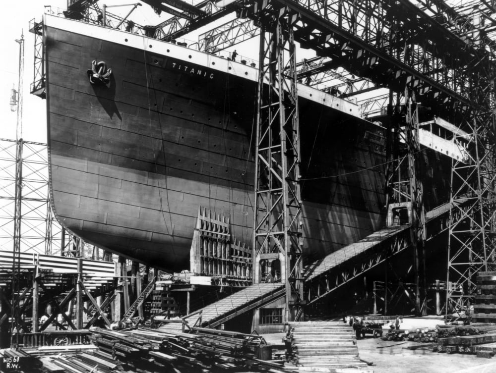The Rms Titanic Under Construction. Built With A Double Bottom It Was