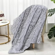 Faux Fur Throw Blanket, Fuzzy Plush Soft Skin-friendly Fleece Blanket, Fluffy Cozy Throw Blankets for Couch, Sofa, Bed, Thick Comfy Blankets and Throws, 46.8x31.2 inches