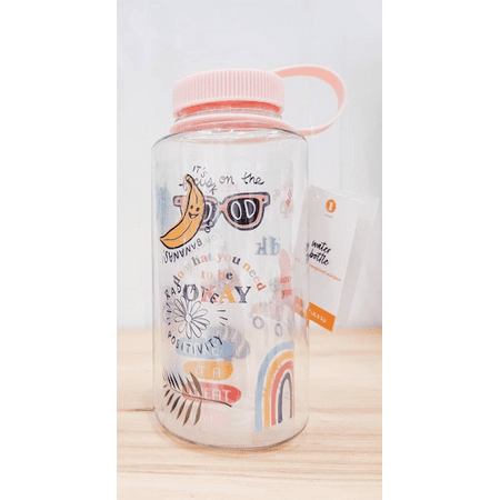 38oz Pink Water Bottle with Waterproof Stickers