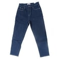 thumbnail image 1 of Pantalones de mujer hasta el tobillo de algodón elástico, pierna recta, cómodos, tiro alto, con bolsillos laterales, azul oscuro 29, 1 of 15