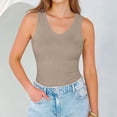 thumbnail image 6 of QIUOMBBP Plus Size Ribbed Tank Tops for Women Compression Knit Sleeveless Shirts Summer Casual Loungewear Top Khaki XXXXXL, 6 of 7