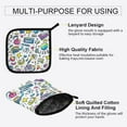 thumbnail image 3 of Yayeee Oven Mitts and Pot Holder Set of 2 Heat Resistant Kitchen Gloves Baking Hot Pad, Blue Doodle Pattern, 3 of 5
