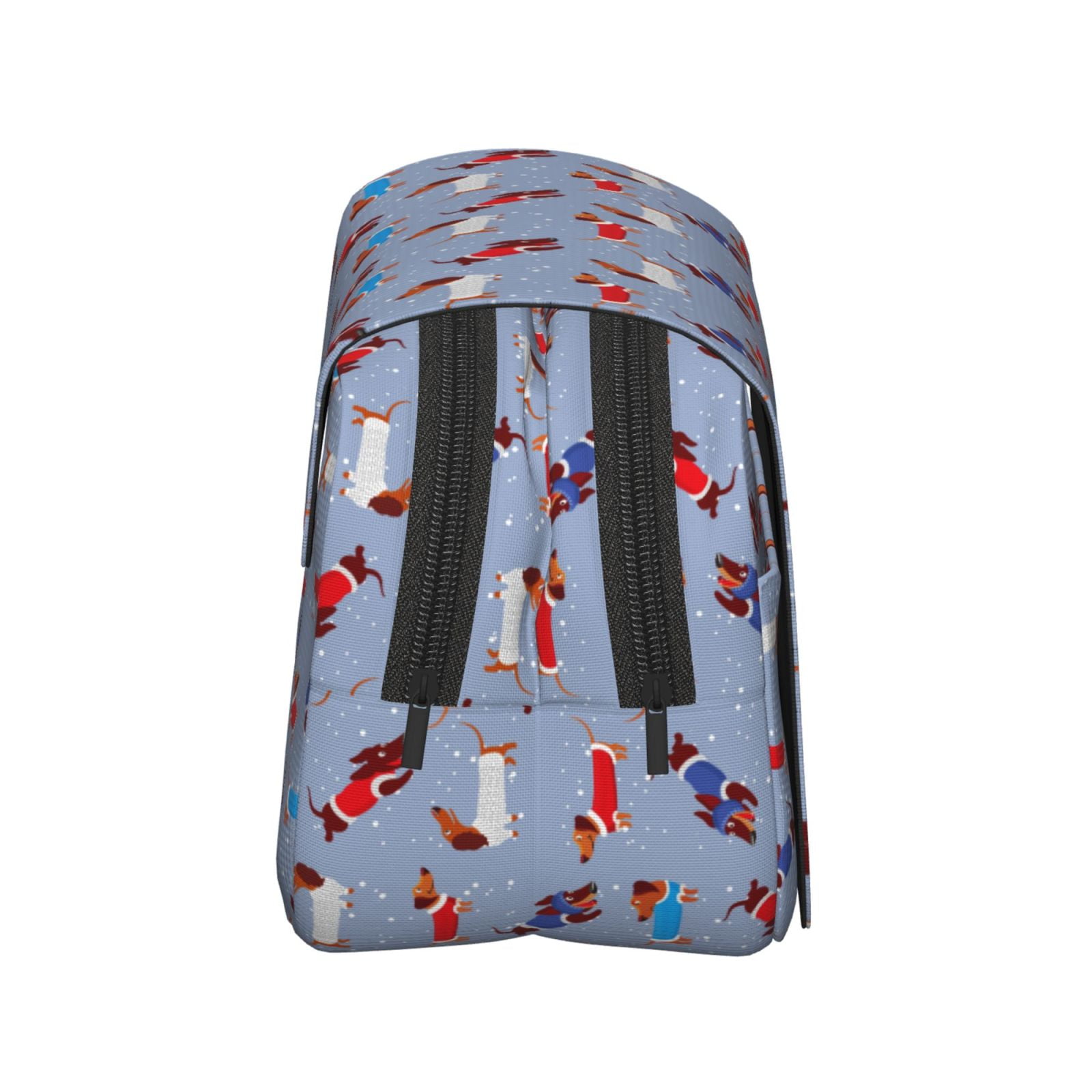Rateoe winter Dachshund Pattern Double Clamshell Pen Case, Storage Organizer with Two Zipper Compartments– Holds Up to 50 Pencils & Pens