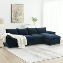 Modular Sectional Sofa Cloud Couch, L-shaped Chenille Cloud Sofa with Double Seat Cushions, Indoor Funiture Sleeper for Living Room Apartment Lounge, Dark Navy