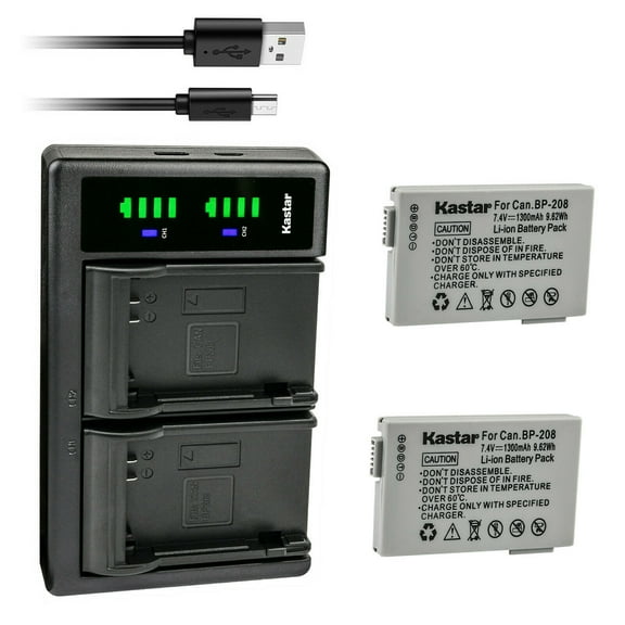 Kastar 2-Pack Battery and LTD2 USB Charger Replacement for Canon DC220, DC230, iViS DC22, iViS DC50, iViS DC200, Elura 100, FVM300, IXY DVS1, MVX1Si, MVX430, MVX450, MVX460, Optura S1, VIXIA HR10