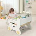 thumbnail image 2 of Costway Kids Drawing Table & Chair Set for Reading Playing with Pens & Blackboard Eraser Brown, 2 of 10