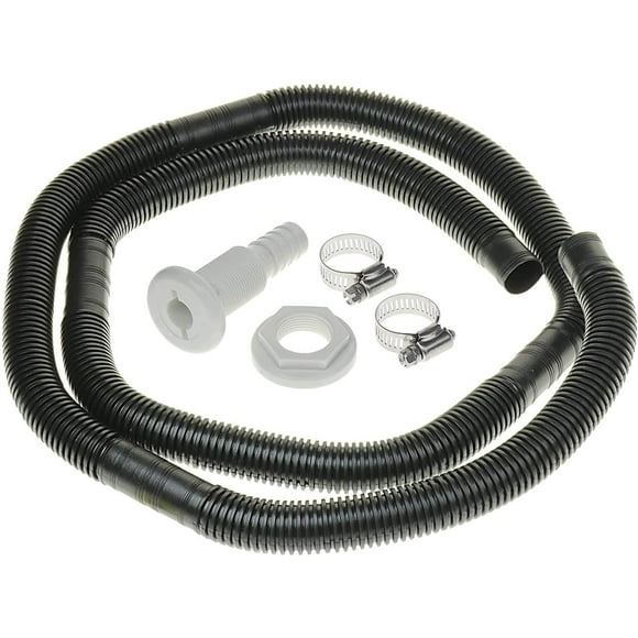 Kit de plomberie pour pompe de cale Blue Dog Marine – Kit d'installation de tuyau de 3/4" x 1,5 m comprenant 2 colliers de serrage et un raccord traversant de coque