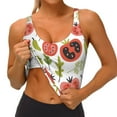 thumbnail image 4 of Fotbe Tomatoes Pattern Womens' Sports Bra Longline Wirefree Padded with Medium Support Sports Moisture-Wicking Workou Vest,Tank Top-Medium, 4 of 9