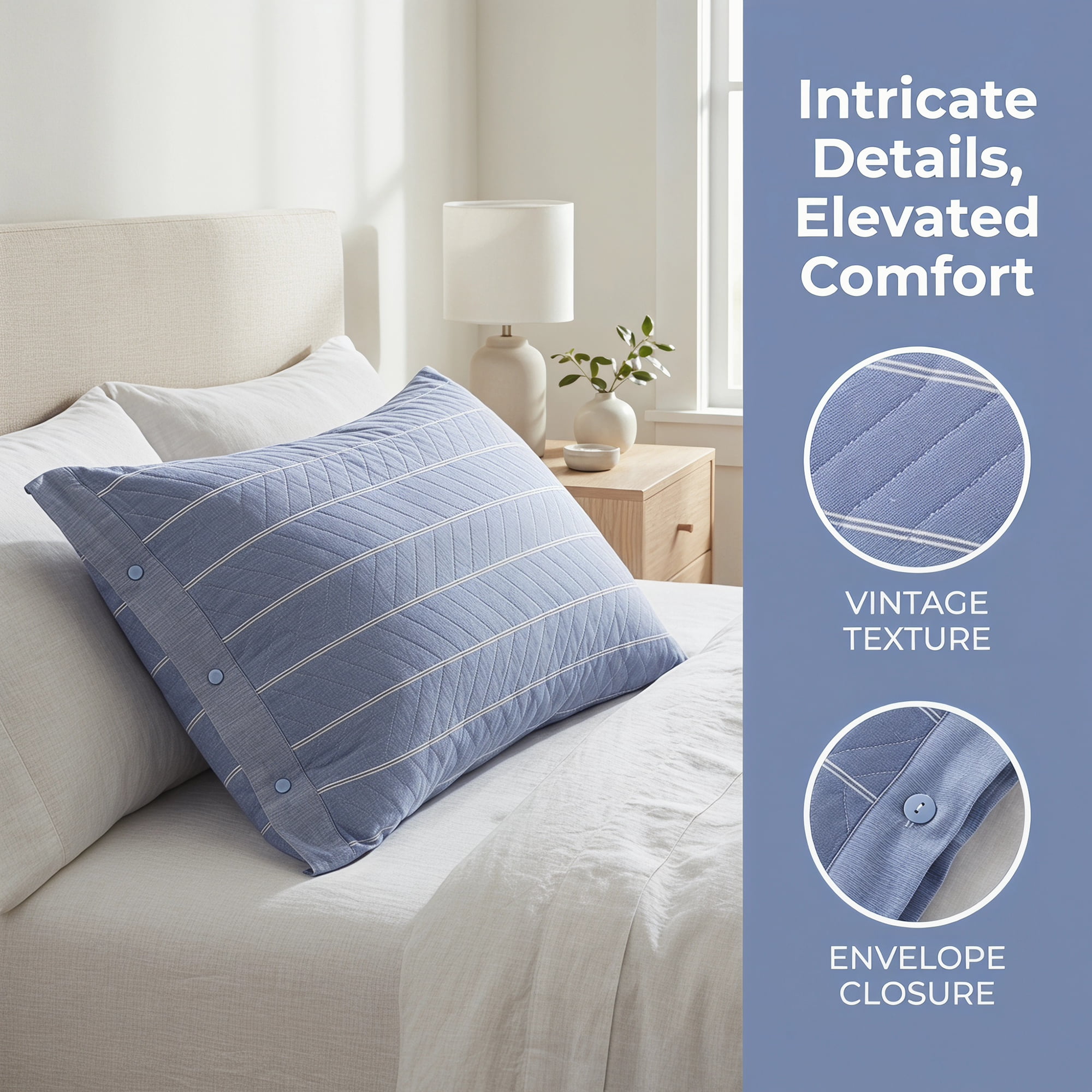 Unique Bargains 2 Pack Cotton Pillowcase Cooling Envelope Closure Wrinkle Resistant Blue