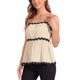 thumbnail image 4 of INSPIRAR CHIC Blusas de Verano para Mujeres con Tirantes Ajustables y Sin Mangas, con Contraste en el Peplum, Talla XS, Color Albaricoque, 4 of 6