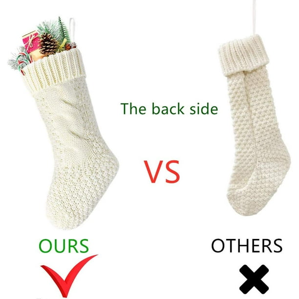 Pack 4, 18”Unique Ivory White Knit Christmas Stockings