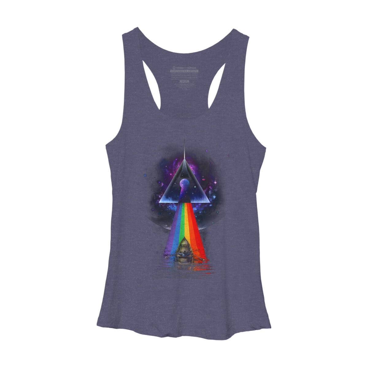 The Dark Side of the Mystery Womens Navy Heather Blue Graphic Racerback ...