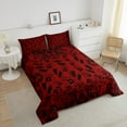 thumbnail image 4 of Erosebridal Ensembles de Couette Damassé Gothique Taille Simple, Literie d'Horreur d'Halloween Ensemble de Couette Simple, Couette en Duvet Réversible Rouge, Microfibre Décorative pour Chambre, 2 Pcs, 4 of 8