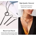 thumbnail image 3 of Silvora Black Necklaces Earrings Set for Women Dainty Drop Bar Pendant Long Lariat Y-Necklaces Adjustable Long Chain Trendy Earrings Jewelry Gifts for Daughter Mom Birthday Mother's Day, 3 of 7